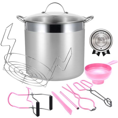 Stainless Steel Canning Pot with Rack and Lid, Large Water Bath C...