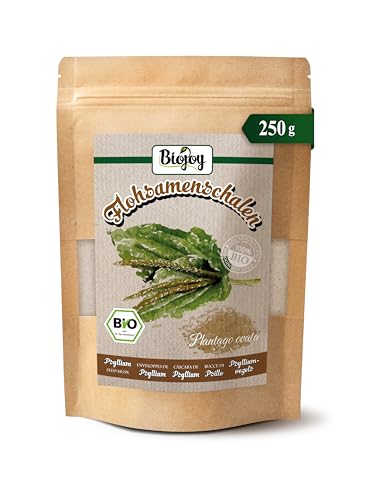 Biojoy Cáscara de Psyllium Orgánico (250 g), 99% de pureza, Psyllium Husk (Plantago Ovata)
