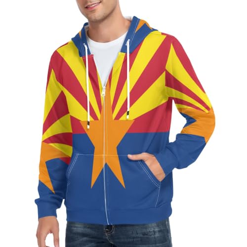 BCFHRGT Arizona State Flag Az Bleu Rouge Hommes Vêtements d'extérieur Vestes et manteaux Vêtements tendance, Drapeau de l'Arizona Az Bleu Rouge, Large