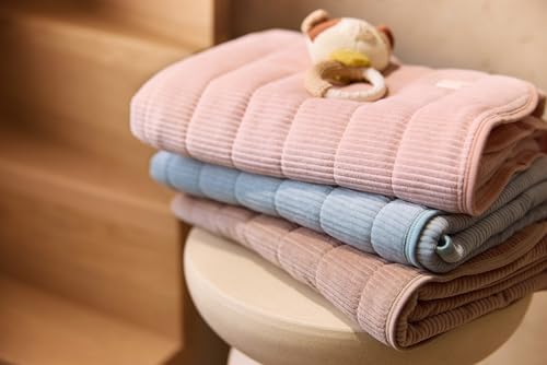 Couverture bébé haut de gamme en coton côtelé vert d'eau