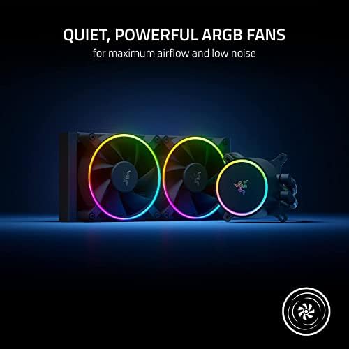 Razer Hanbo Chroma RGB All-In-One Liquid Cooler aRGB Pump Cap: Ultimate AIO Design - Quiet, Powerful aRGB Fans - Silent, Efficient Liquid Cooling - RGB Chroma aRGB - 240MM, Black