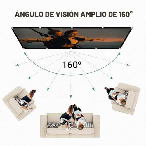 Miniatura 3 de Hengrongshen Pantalla Proyector 120 Pulgadas 16:9 4k Hd, Pantalla De Proyección Portátil Plegable Antiarrugas Doble Cara 265 X 150 Cm, Lona Proyector Fácil De Colgar, Para Cine En Casa Y Exterior
