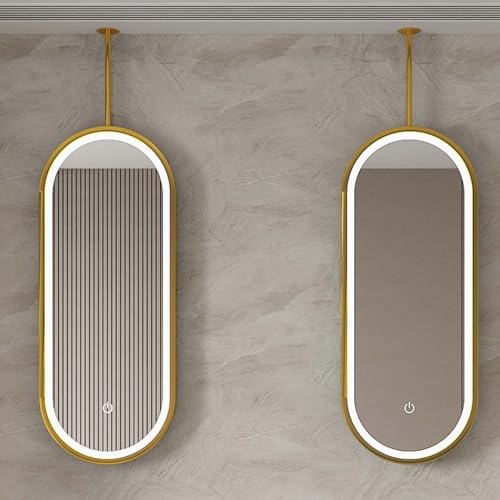 Miroir de plafond ovale LED 3 couleurs réglable noir 80x45cm - 8