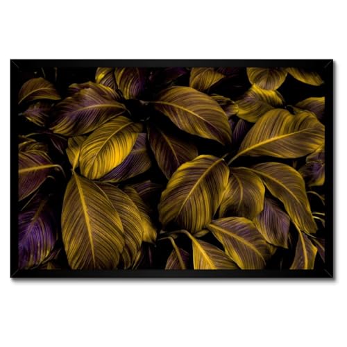 Poster feuilles couleur miel 60x40 cm : décoration murale pour une chambre cocooning