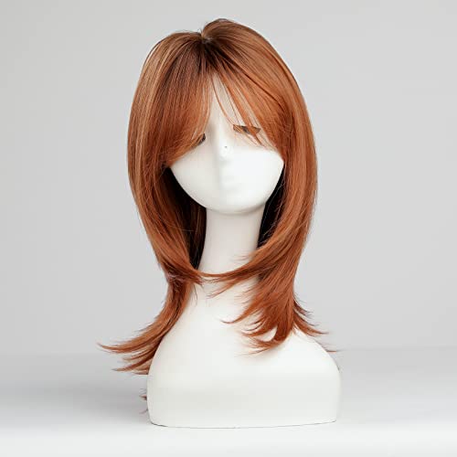 Perruque rousse thermorésistante longue à frange HAIRCUBE