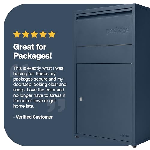 Image of Adoorn Package Delivery Boxes for Outside - Large Anti-Theft Secure Package Box - Free Standing Parcel Drop Box - Weatherproof Construction - Durable Steel - 36 inch H x 20.5 inch W x 15 inch D - Black