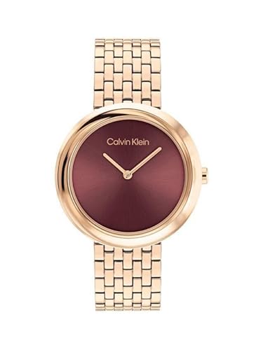 [カルバンクライン]レディース 腕時計 TWISTED BEZEL 赤文字盤 ステンレスベルト 25100067【正規輸入品】