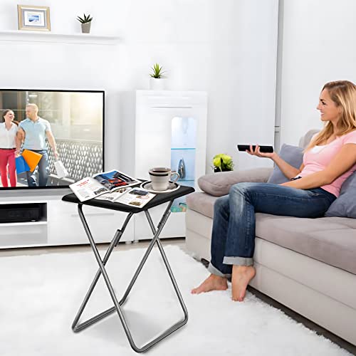 Image of Garden 4 you Folding TV Tray Table,TV Dinner Table with Sturdy MDF Top,Eating Trays for Living Room with No Assembly Required, 2PCS (Black)