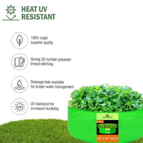 Image of Kingwell Grow Bag 15 X 9 INCH, PACK OF 1 For Terrace Garden Leafy Vegetable Plant Grow Bags Fruits Growing Containers For terrece Gardening