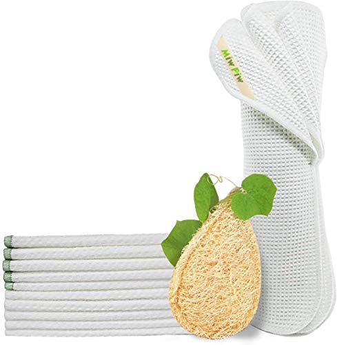 Reusable Unpaper Towels, Natural Loofah Sponges Pack 11, Highly Absorbent, Bamboo Paper Towel