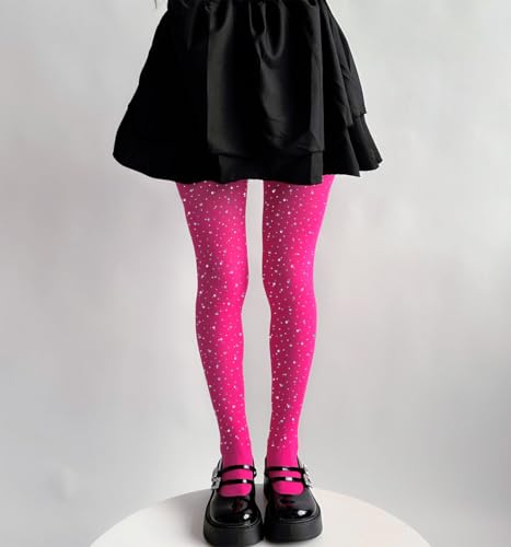 Image of LUCKELF Girls Glitter Tights, Soft Opaque Tights Sparkle Rhinestone Tights School Dress Dance Stockings