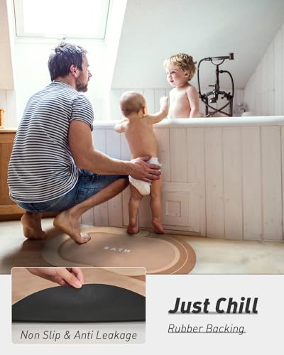Image of MontVoo Bath Mat - Non Slip, Quick Dry, Stain Resistant Bath Mat Rug for Bathroom Floor - Easy Care Shower Rug for Outside Bathtub - 17 inchx27 inch Brown