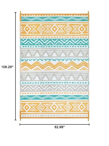 Image of Lahome Waterproof Outdoor Rug 6x9, Reversible Outdoor Plastic Straw Rug