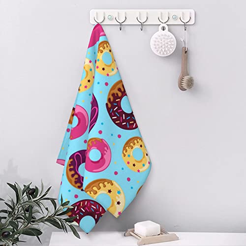 Worldges Doughnut Bath Hand Towels Polyester Cotton Face Towel Kitchen Dishcloth Soft Absorbent Quick Dry Washcloths For Bathroom Home Hotel Gym Decor 27.5 X 16 In #TOP4