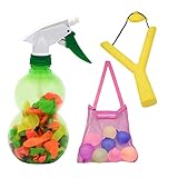 Wasserbomben XXL Set inklusive 120 Wasser Ballons in bunten Farben mit Schleuder und Sprühflasche für Kinder, Wasserbomben Pumpe Füller, Foam Slingshot