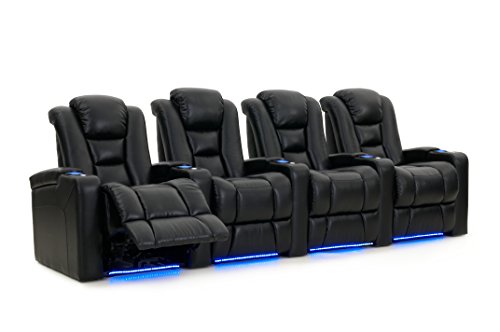 Octane Seating Mega Xl950 Home Theater Seats - Black Bonded Leather - Power Recline - Row Of 4 #TOP1