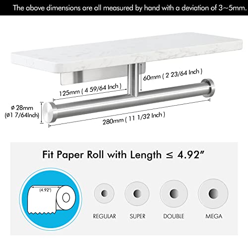 Kes Toilet Paper Holder With Shelf Marble, Double Roll Tissue Holder With Phone Shelf For Bathroom Rustproof Wall Mount Brushed Finish, Bph224-2 #TOP2