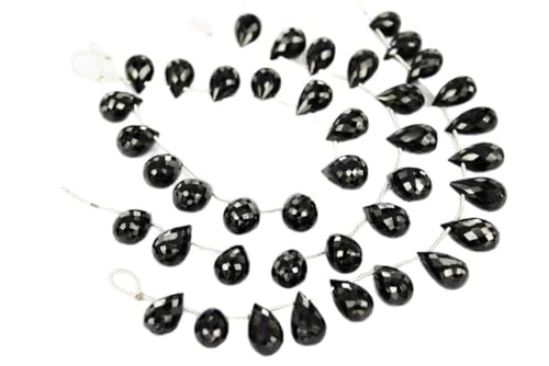Perles en spinelle noires naturelles AA contre les pierres ternes pour création bijoux durables