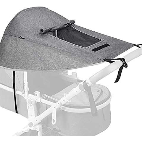 AiKiddo Buggy Sun Shade Universal Pram Sunshade Sun Cover for Strollers Pushchairs UV Protection Water Resistant Easy to Install with Viewing Window Pushchairs for Strollers-Best Gift for Baby, grey Cover