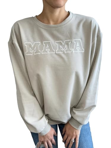 Image of TAIUICY Women Waffle Knit Mama With Zippers Breastfeeding Sweatshirt Mama Embroidered Zip Nursing Pullover Tops
