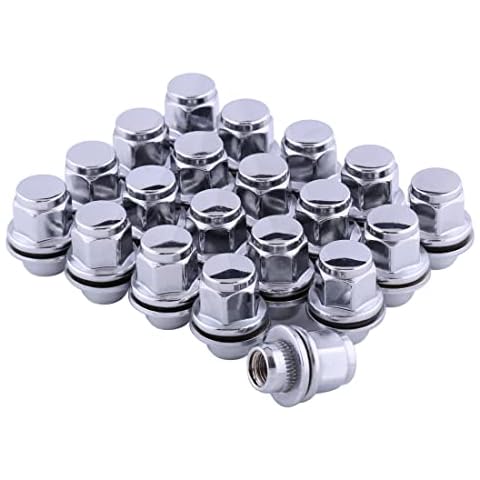 Mag Lug Nuts M12x1.5 Lug Nuts Chrome Lug Nuts with Washer Set of 20 Hex 13/16'' (21mm) 1.46''x1.18'' OEM lug nuts 12x1.5 Fit for Toyota Lexus Scion Pontiac Factory Wheel Lug Nut Cover