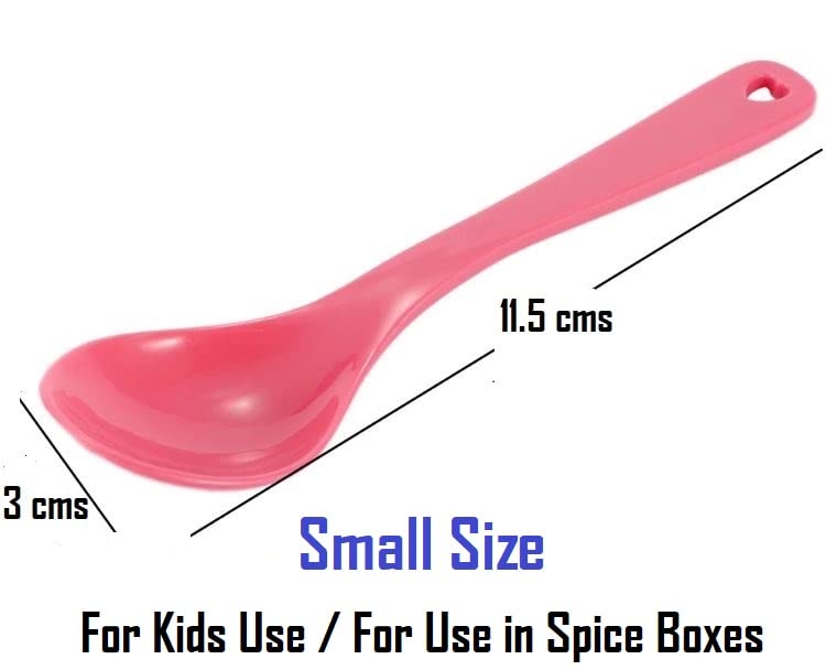 Nimbose® Plastic Masala Spoon for Small Containers, Multipurpose Spoon for Dispensing Tea, Coffee, Sugar, Condiments & Spices, 11.5 cms (Multicolor, Set of 12 Kids Spoons)