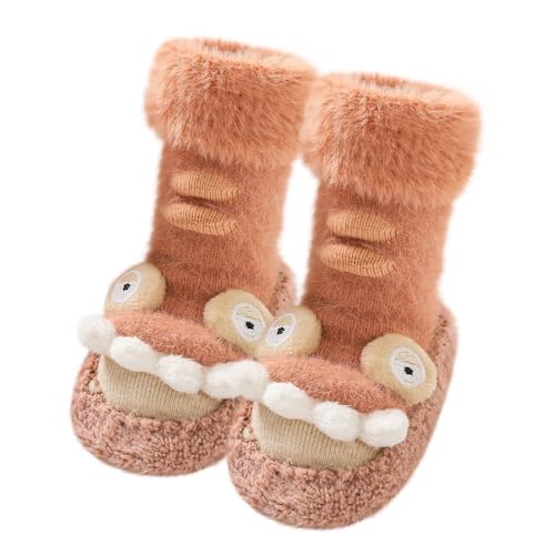 BAHREL Baby Non-Skid Grip Socks Cute Cartoon Toddler Socks Indoor Slipper Shoes Socks (Color : Orange, Size : 0-6 Months)