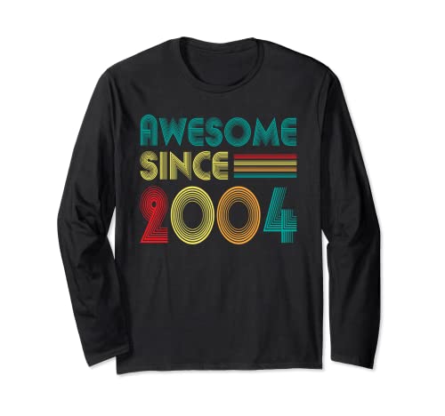 Awesome Since 2004 18th Birthday Retro Vintage 18 Years Old Maglia a Manica