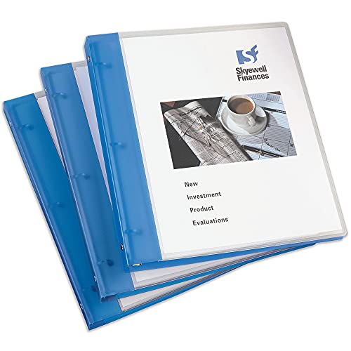 Avery Flexible View 3 Ring Binder, Clear Front Customizable Cover with Solid Back, 1/2 Inch Round Rings, 3 Clear/Blue Binders (17670)