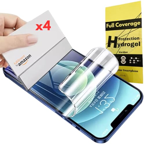 WardSan [4 piezas para iPhone SERIES – 4 protectores de pantalla Hydrogel 3D delanteras | Antigolpes, compatible con carcasas de gel | Película TPU flexible | Mejor que un cristal templado (iPhone 14