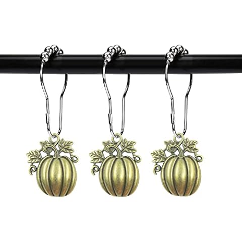 ZILucky Set of 12 Pumpkins Shower Curtain Hooks Rings Halloween Theme Decor Party Decoration Stainless Steel Rustproof (Bronze-Pumpkins) Cover
