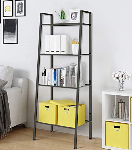 WillingHeart Ladder Shelf 4-Tier Bookshelf Plant Flower Stand Storage Rack Industrial Organizer Modern