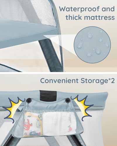 Image of Lilian&Gema 2-in-1 Travel Crib, Portable & Foldable Crib with Backpack, Lightweight Baby Travel Playpen with Thick Mattress for Babies & Toddlers, Baby Travel Essential