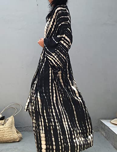 Image of Bsubseach Stylish Tie Dye Open Front Long Kimono Swimsuit Coverup for Women