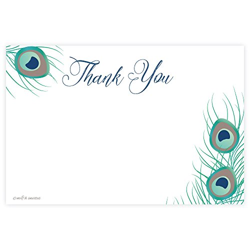 Peacock Feather Thank You Cards (20 Count)