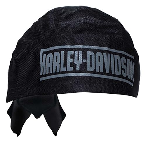 Image of Harley-Davidson Men's Faded H-D Text Polyester Tie-Back Headwrap - Black
