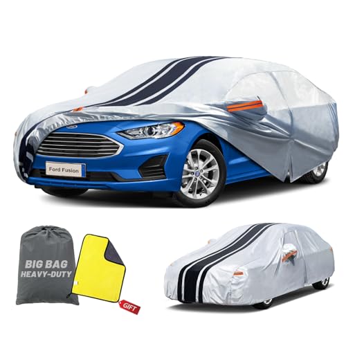 Image of Car Cover Custom Fit for Ford Fusion Sedan (2005-2026), Waterproof All Weather for Automobiles Full Exterior Cover Rain Sun Snow UV Protector.