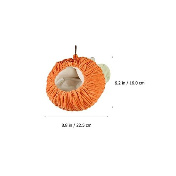 Balacoo hamster cage hammock warm winter pumpkin shape flannel guinea pig hanging cage hedgehog nest soft bed for halloween small pet animals (orange) - image 8