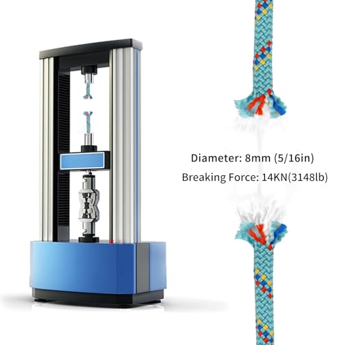 NewDoar CE & UIAA Certificated 5/16in(8mm) Static Climbing Rope 14KN High Strength Accessory Cords Safety for Rock Climbing, Outdoor Survival, Hiking, Mountaineering-Blue/66FT - Thumbnail 5