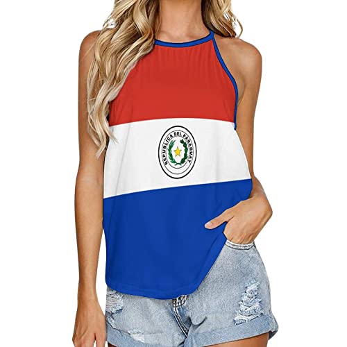 Linkasi Paraguay Flag Women's Summer Short Sleeve T-Shirt Long Sleeve Crewneck Tops S