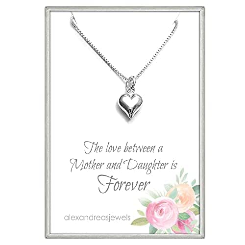 Tiny and Dainty Sterling Silver Puffed Heart Necklace, Mother Daughter Necklace, Mom