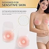 Adhesive Bra, Breast Lift Tape Silicone Push Up Nipple Covers with Cotton Cover