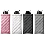 CBMZHF Juego de 4 fundas delgadas de cuero para gafas, soporte protector suave para lentes para mujeres y hombres, apertura superior fácil de apretar, bolsa de viaje portátil (rosa/blanco/negro/gris)