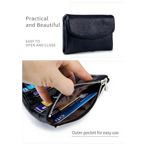 RFID Blocking-Joyfullygo Wallet – Slim Genuine Leather Coin & Card Holder, Gift-Ready for Men & Women, Travel & Everyday Use, Unisex Pebble Leather Wallet (#02, with Keychain)4