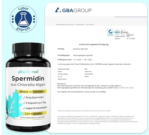 Spermidin-Kapseln Plantomol 120 hochdosierte Kapseln mit Chlorella-Extrakt