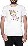 Ajuste regular Taponando Unicornio Camisa Cadera Salto Salto Actitud Blanco Camiseta Hombre Manga Corta White T-Shirt Men\'s