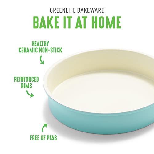 Greenlife Bakeware Healthy Ceramic Nonstick, 9" Round Cake Baking Pan, Pfas-Free, Turquoise #TOP5