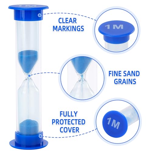 I-MART 6 Pcs Plastic 1 Minute Sand Timer Sandglass Hourglass Sand Clock, Blue