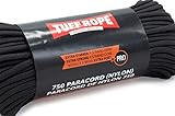 TUFF ROPE® PRO Paracord 750 (Nylon) Extra Starkes Paracord Seil mit 9 Kernsträngen 350KG Bruchlast (Schwarz)