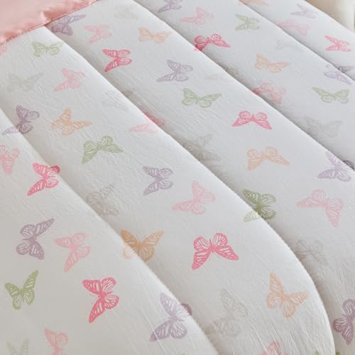 Image of Joyreap 4 Piece Toddler Bedding Set- Pink n Purple Butterflies Design, Microfiber Toddler Bedding Comforter Set for Girls